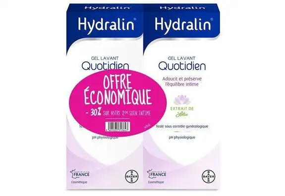Bayer Hydralin Quotidien Gel Lavant Lot de 2 x 400 ml -30%