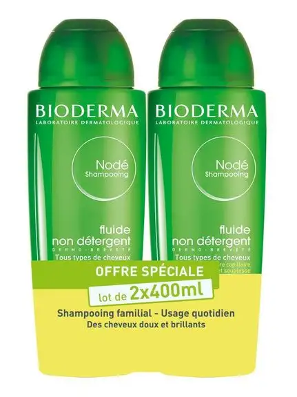 Bioderma Nodé Shampooing Fluide Non Détergent Lot de 2 x400 ml