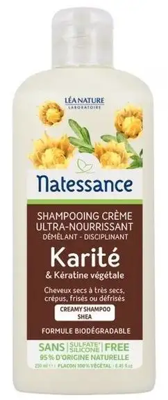 Natessance Shampooing Crème Karité et kératine végétale 250 ml