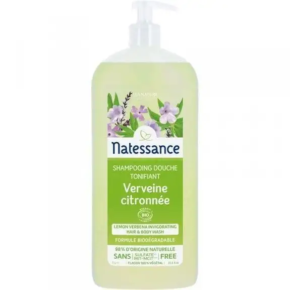 Natessance Shampooing Douche Bio Verveine Citronnée 1 Litre