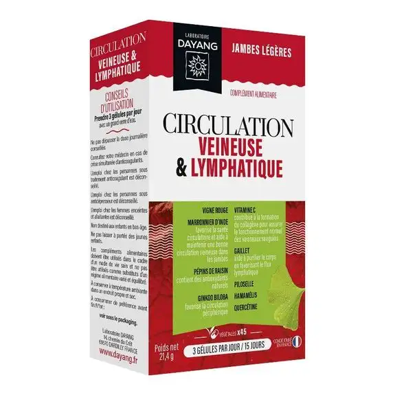 Dayang Circulation veineuse et lymphatique 45 gélules