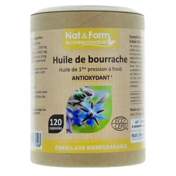 Nat & Form huile Bourrache Ecocert 120 capsules