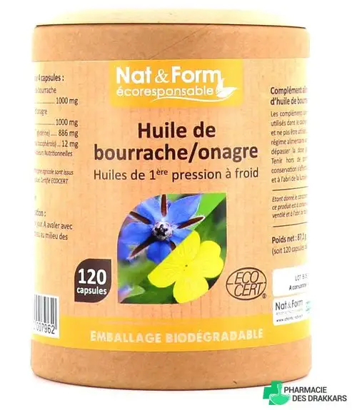 Nat & Form Huile de Onagre-bourrache 120 capsules