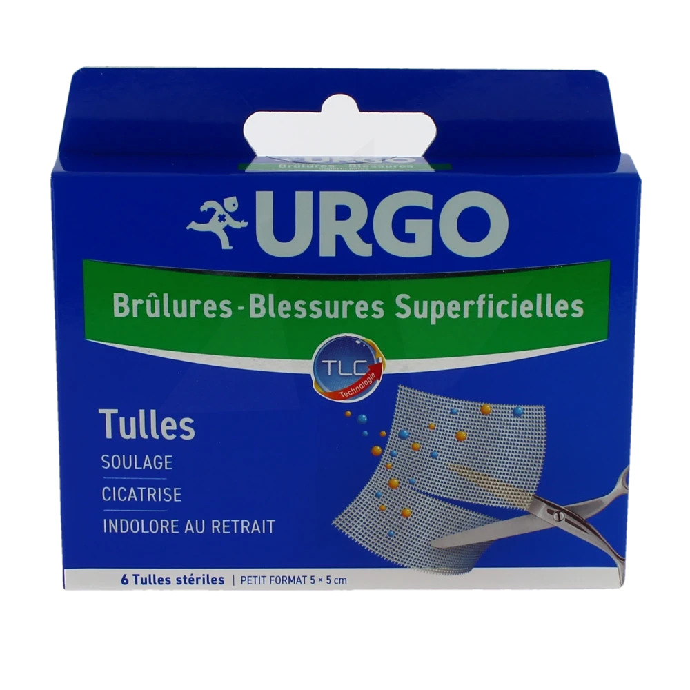 Urgo Brûlures Blessures Superficielles Tulles Petit Format 5 X 5 Cm Boîte De 6